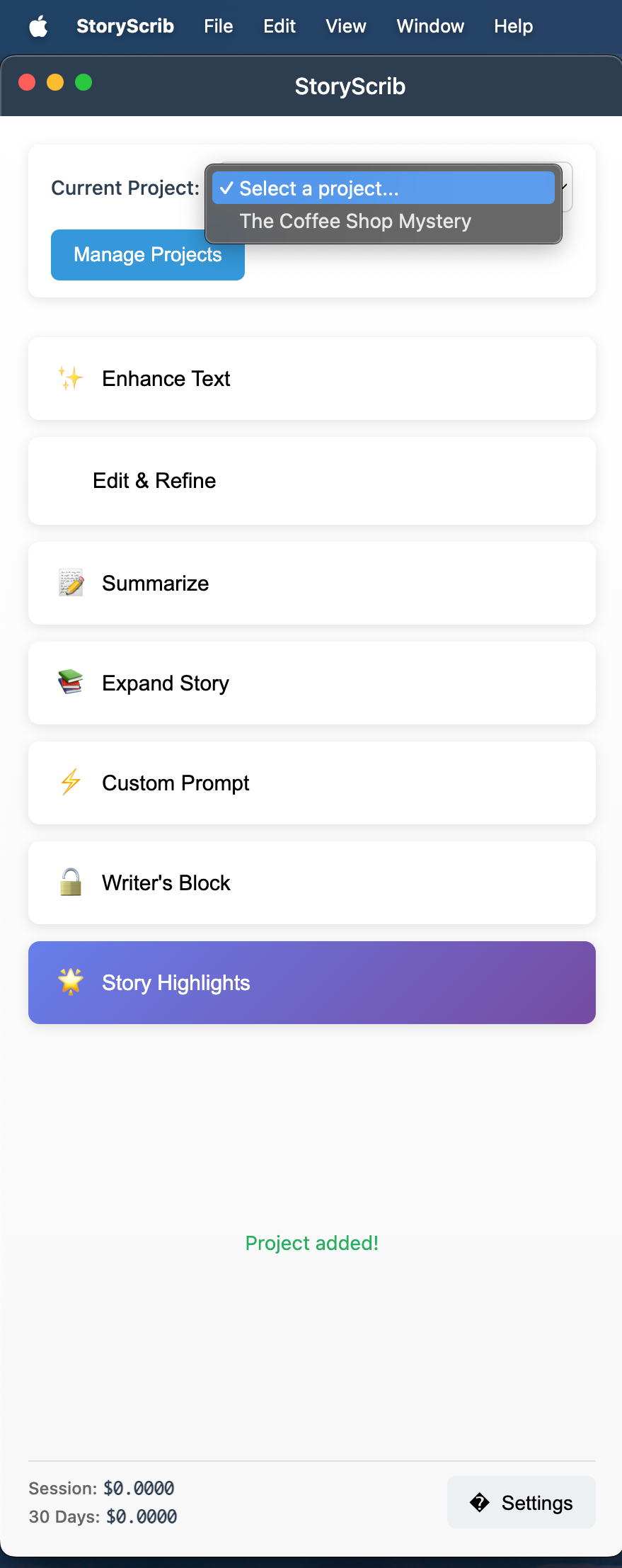Select Project
